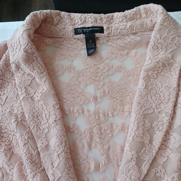 INC International Concepts Woman 2x Blazer Light Pink Lace - Picture 7 of 12
